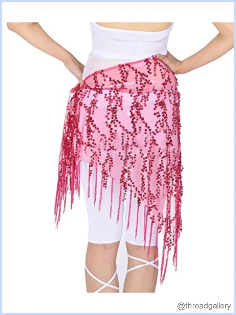Sequin Triangle Hip Scarf with Fringe for Belly Dance